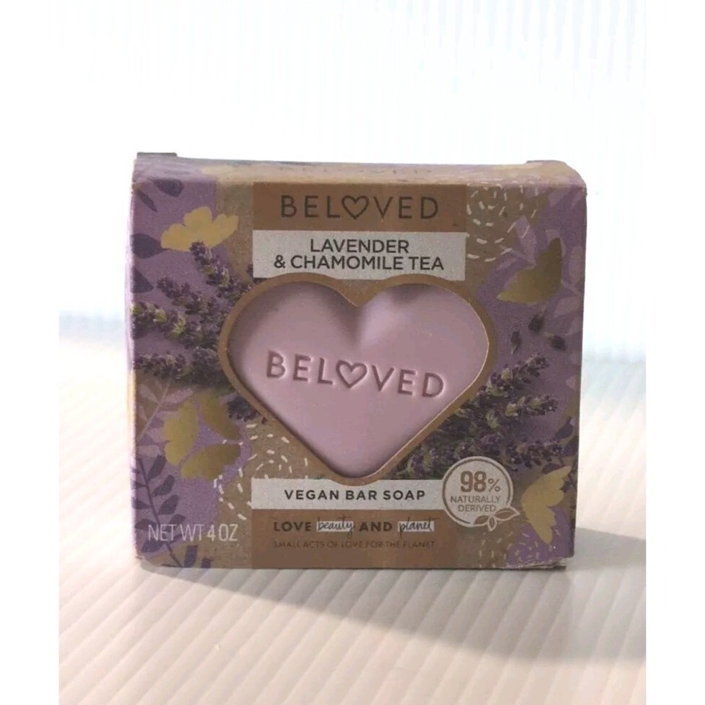 Beloved Vegan Bar Soap Lavender & Chamomile Tea 4 Oz Heart Shape